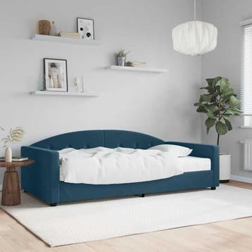 vidaXL Slaapbank met matras 100x200 cm fluweel blauw, 100 cm, Eenpersoons, Nieuw, 200 cm