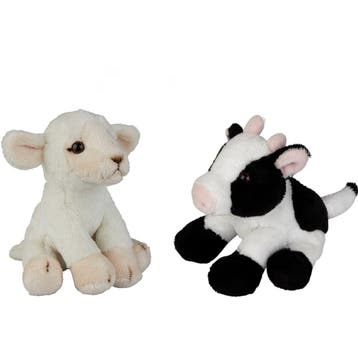 Schaap en koe pluche knuffels - 2 stuks - 15 cm, Verzenden, Nieuw