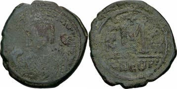 597/598 Byzanz Mauricius Tiberius Follis Antiochia Theoup..., Verzenden