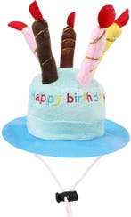 Soft pluche Happy Birthday hoed voor katten blauw of roze, Verzenden, Nieuw
