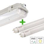 IP65 LED TL armatuur 60 cm dubbel + 2 LED TL buizen | 9 watt, Verzenden, Nieuw, Functioneel