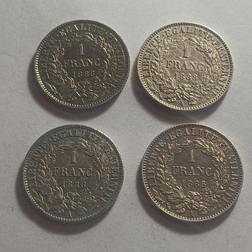 Frankrijk. 1 Franc 1888-A Ceres (4 moedas) (Zonder