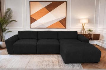 Loungebank Delft - loungebanken - Zwart, Nieuw, 150 cm of meer, Stof, 300 cm of meer