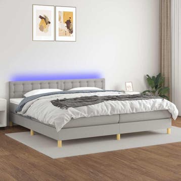 vidaXL Boxspring met matras en LED stof lichtgrijs 200x200, Verzenden, Overige maten, 200 cm, Nieuw
