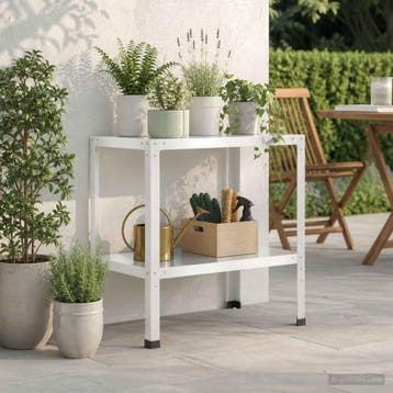 vidaXL Planttafel 60 x 50 x 80 cm Gepoedercoat staal Wit, Tuin en Terras, Verzenden, Nieuw