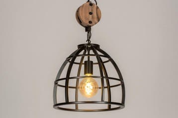 Rietveld Hanglampen - Zwart - Metaal, Hout, Verzenden, Nieuw