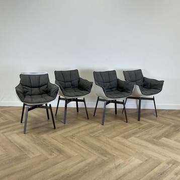 B&B Italia Husk (set van 4 stuks) eetkamerstoelen van, Huis en Inrichting, Stoelen, Gebruikt, Zwart, Ophalen of Verzenden, Eén