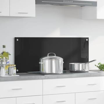vidaXL Keukenachterwand Zwart 100 x 40 cm gehard glas, Verzenden, Nieuw