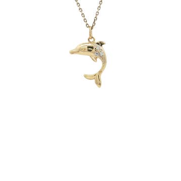 Gouden hanger dolfijn 14 karaat, Verzenden, Zo goed als nieuw, Goud