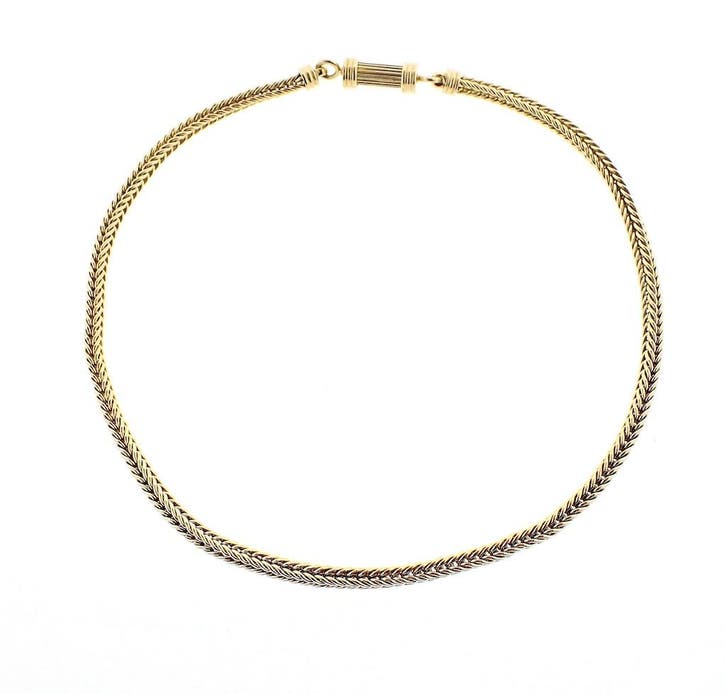 Exclusief gouden vossenstaart schakelcollier (Ketting), Sieraden, Tassen en Uiterlijk, Kettingen, Overige kleuren, Gebruikt, Goud