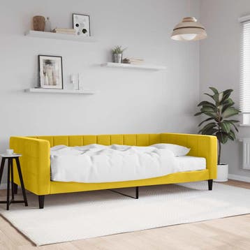 vidaXL Slaapbank met matras 100x200 cm fluweel geel, 100 cm, Eenpersoons, Verzenden, Nieuw