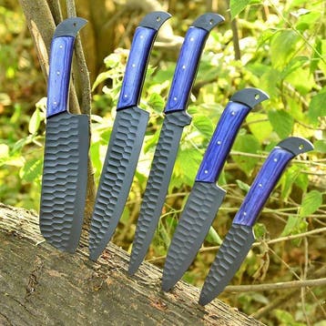 Keukenmes - Pakka wood, D2-staal met poedercoatingcode -