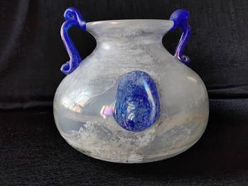 Vaas - Glas - Uitgegraven amfora-vaas uit Murano