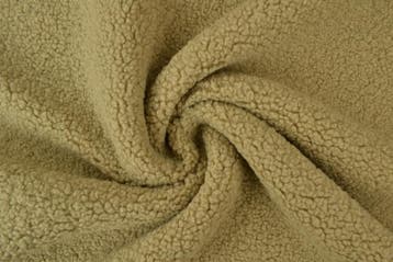 Teddy bont stof – Donker beige – Bouclé stof, Overige kleuren, 120 cm of meer, Ophalen of Verzenden, Polyester