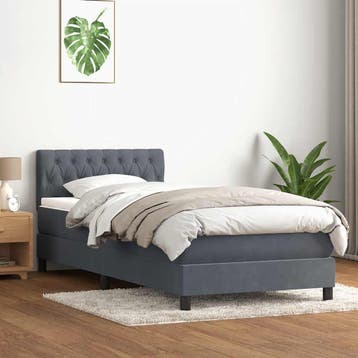 vidaXL Boxspring met matras fluweel donkergrijs 80x220 cm, Eenpersoons, Verzenden, Nieuw, Stof