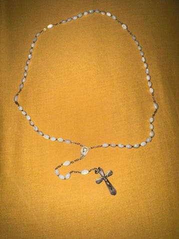 Oude katholieke rozenkrans - Zilver, Nacre - 1920-1930, Antiek en Kunst