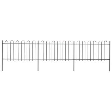 vidaXL Tuinhek met ringtop staal 504x100 cm zwart, Verzenden, Nieuw, IJzer, Minder dan 1 meter