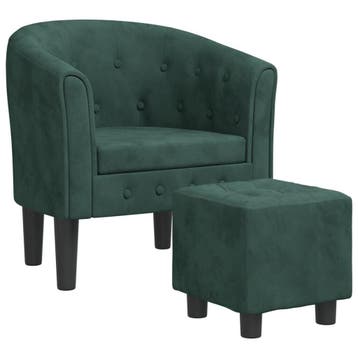 Fluwelen Fauteuil - Donkergroen | Retourdeal | OP=OP, Huis en Inrichting, Fauteuils, Gebruikt, Minder dan 75 cm, Ophalen of Verzenden