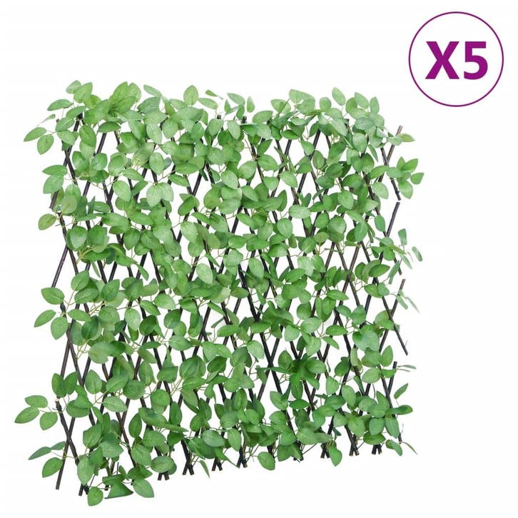 vidaXL Kunstplant klimop op latwerk 5 st uittrekbaar 180x65, Tuin en Terras, Schuttingen, Nieuw, Kunststof, Verzenden