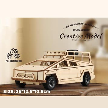 C.M. SUV Terreinwagen met Pull-Back Mechanisme Houten DIY..., Verzenden, Nieuw
