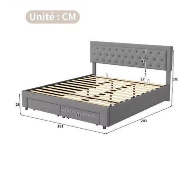 Modern Opbergbed met Fluwelen Hoofdeinde en Lades, Verzenden, Nieuw