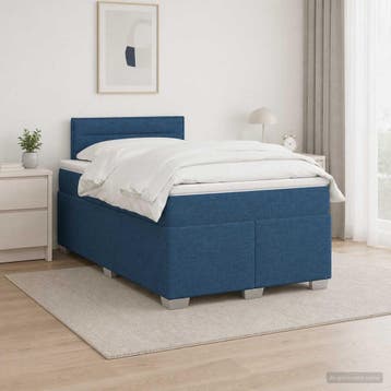 vidaXL Boxspringbed met matras met hoofdeinde Blauw 120 x, Nieuw, Twijfelaar, Stof, Verzenden