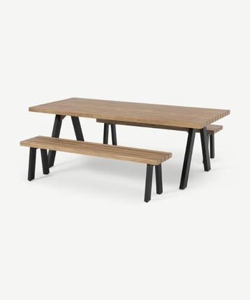 BOSCO EETKAMERBANKSET (000314) / ALU POEDERCOAT ZWART / HOUT, Ophalen of Verzenden, Nieuw