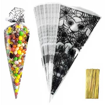 Fako Bijoux - 50x Cellofaan Puntzakken Spinnenweb - 34x17cm, Diversen, Verzenden, Nieuw