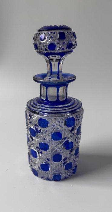 Baccarat - Parfumfles - diamanten, edelstenen, blauw dubbel, Antiek en Kunst, Antiek | Glas en Kristal