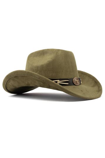 KIMU® Cowboyhoed Mosgroen Gevlochten Band Verstelbaar t/m 59, Ophalen of Verzenden, Nieuw, Overige maten, Carnaval