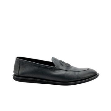 GIORGIO ARMANI - 8 UK - 42 IT - Shoes Loafers Logo Blue Navy, Nieuw