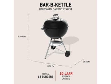 Weber Bar-B Kettle - Houtskoolbarbecue Ø 57 cm - Zwart - 2, Verzenden, Zo goed als nieuw