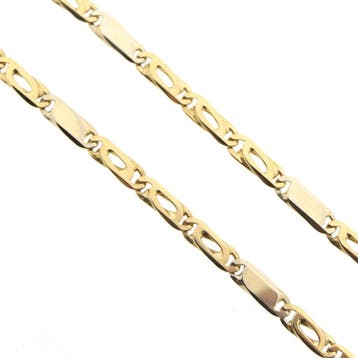 Bicolor gouden Figaro schakelketting, Ophalen of Verzenden, Gebruikt, Overige kleuren, Goud