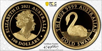 Australië 1 Ounce Gold Swan P5 High Relief 100 dollar 2021 P, Verzenden, Losse munt, Goud