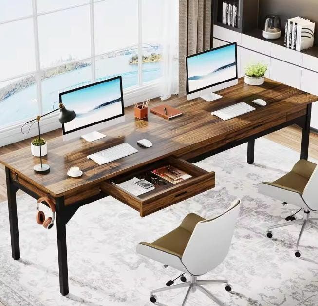 Lang bureau 200×60 cm met 2 lades – geschikt voor 2 personen, Huis en Inrichting, Bureaus, Nieuw, Verzenden