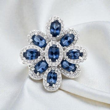 Zonder minimumprijs - Ring Verguld Saffier - Topaas - 18kt, Sieraden, Tassen en Uiterlijk, Nieuw