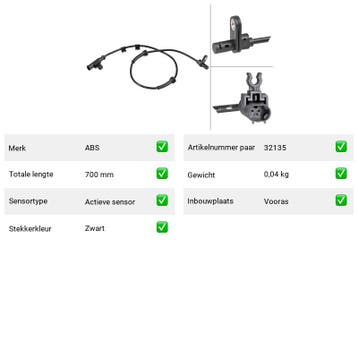 ABS-sensor Vooras Smart Fortwo electric drive (2010-2012), Verzenden, Nieuw, Smart