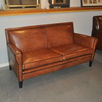 Nieuwe schapenleren 2 1/2 zits bank van Lounge Atelier, Minder dan 75 cm, 150 tot 200 cm, Leer, Rechte bank