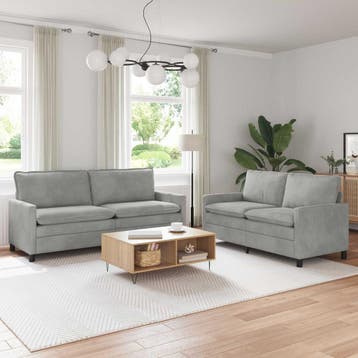 vidaXL Bankstel 2 st Lichtgrijs Fluweel, Huis en Inrichting, Banken | Bankstellen, Verzenden, Nieuw, Stof, Minder dan 150 cm