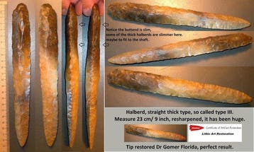 Neolithisch Vuursteen halberd - 22.8 cm (Zonder, Antiek en Kunst