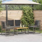 vidaXL Buitenmeubelset 4 pcs Zwart en Donkergrijs Staal en, Verzenden, Nieuw, 4 zitplaatsen