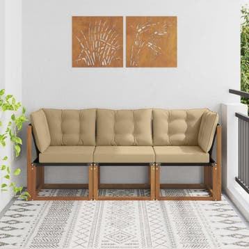 vidaXL 3 st Outdoor Midden- en Hoeksalon Naturel, Verzenden, Nieuw, 3 zitplaatsen