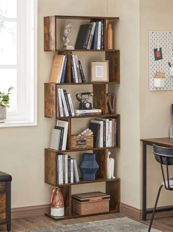 Nieuwe Boekenkast 6 Niveaus in Vintage Bruin – 70x24x190cm, Huis en Inrichting, Met plank(en), Verzenden, Nieuw, 50 tot 100 cm