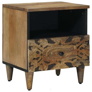 vidaXL Bed kast met lade Bruin 40 x 33 x 46 cm Massief Mango, Minder dan 45 cm, Verzenden, Nieuw, Minder dan 55 cm