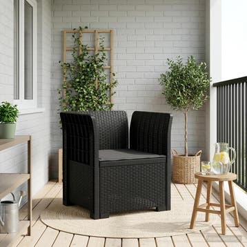 vidaXL Eénpersoons Fauteuil met Kussen Rattan Look PP, Verzenden, Nieuw