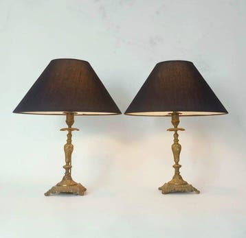 Lamp (2) - Stijl Louis XV - Frankrijk - Verguld brons