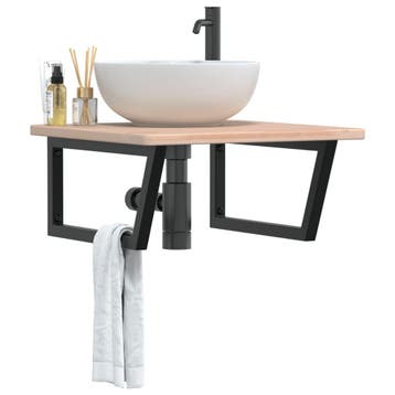 vidaXL Badkamer wandschap staal en massief eikenhout, Verzenden, Nieuw
