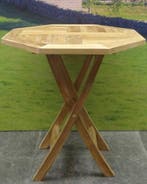 Klaptafel 70 cm achtkantig teak, Ophalen of Verzenden, Nieuw, Teakhout