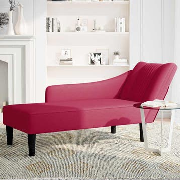vidaXL Chaise longue met rechterarmleuning fluweel wijnrood, Huis en Inrichting, Banken | Sofa's en Chaises Longues, Verzenden