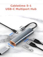 Cabletime – USB C hub 5 in 1 – docking station – HDMI 4K, Laptop, Nieuw, Ophalen of Verzenden, Cabletime